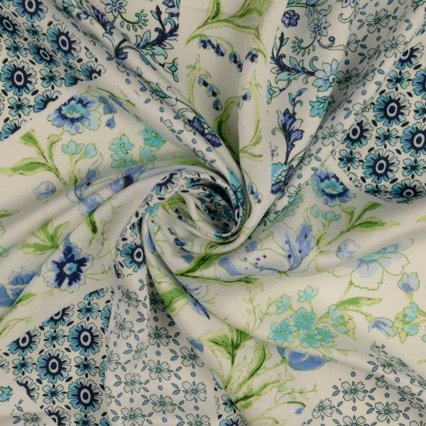 Viskose Satin türkis-bunt